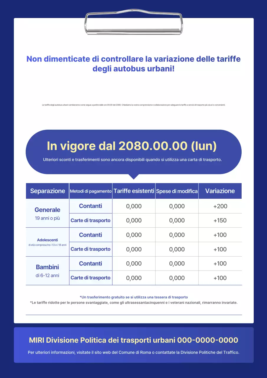 Guida alle tariffe Blue Simple Transportation
