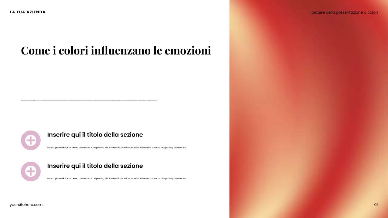 Presentazione del design moderno e colorato