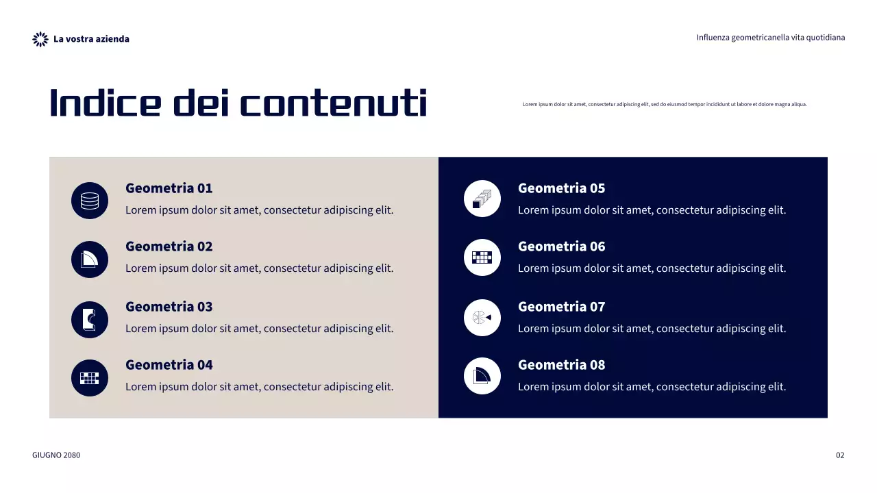 Presentazione sull'influenza geometrica moderna arancione nella vita quotidiana