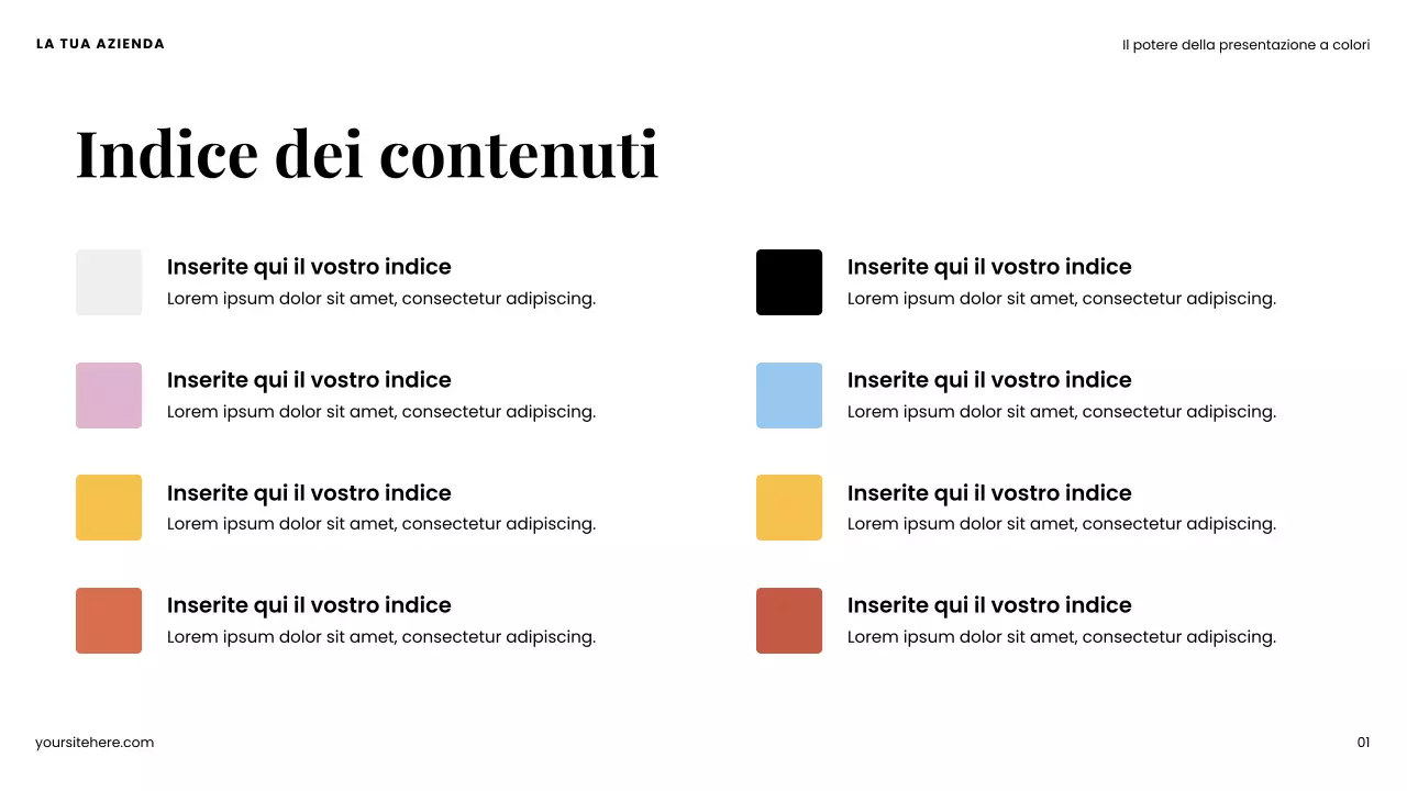 Presentazione del design moderno e colorato