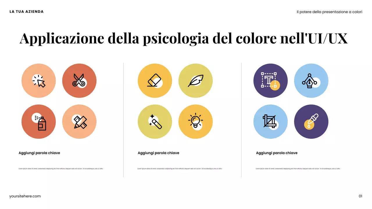 Presentazione del design moderno e colorato