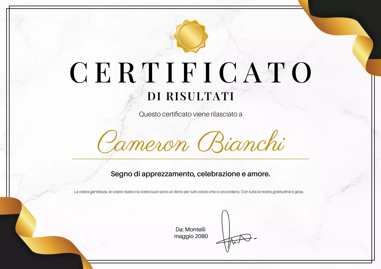 Poster web del certificato di conseguimento elegante in oro