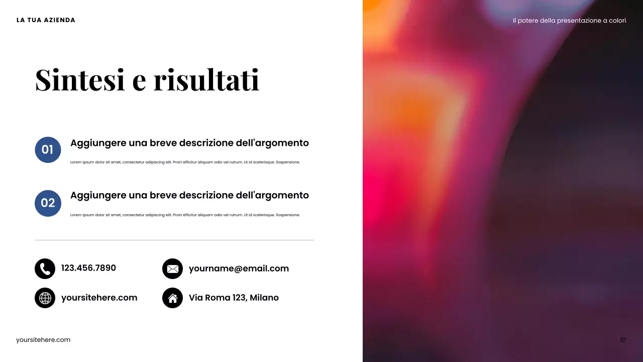 Presentazione del design moderno e colorato