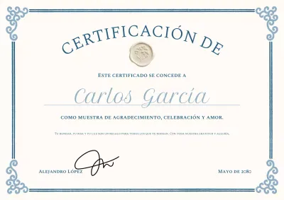 Póster de certificado de agradecimiento clásico azul