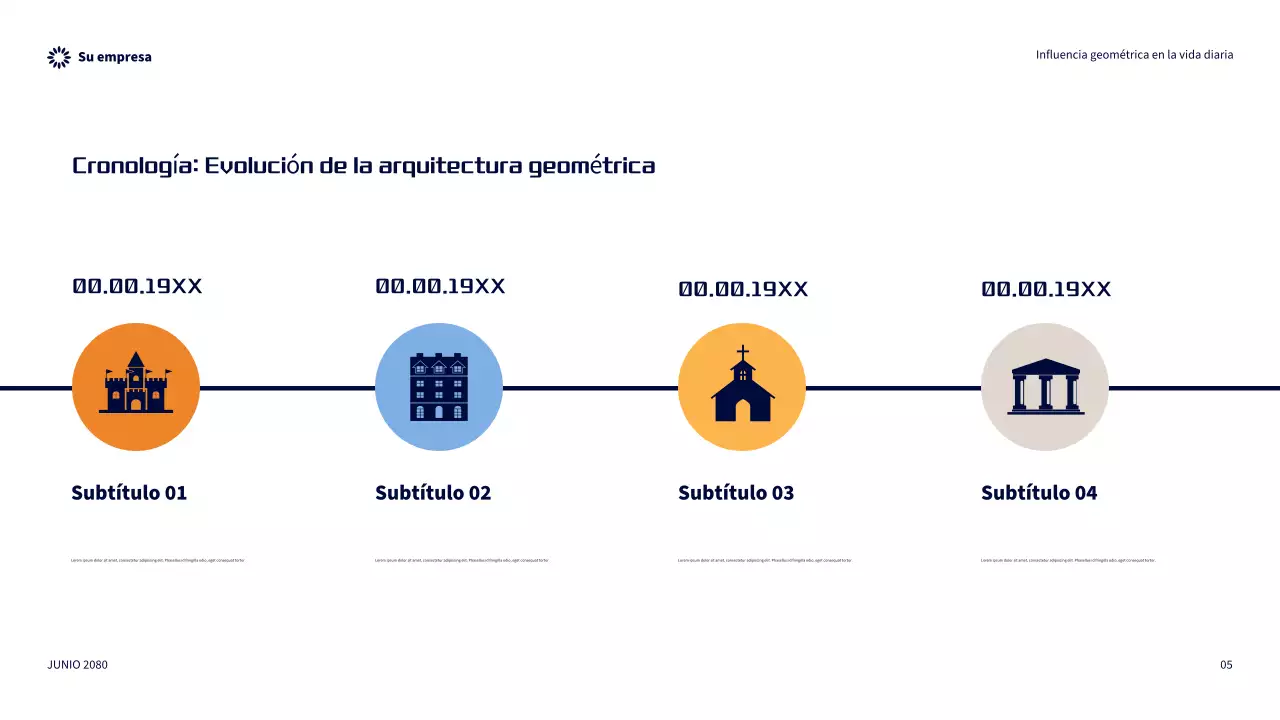 Presentación de la influencia geométrica moderna del naranja en la vida cotidiana