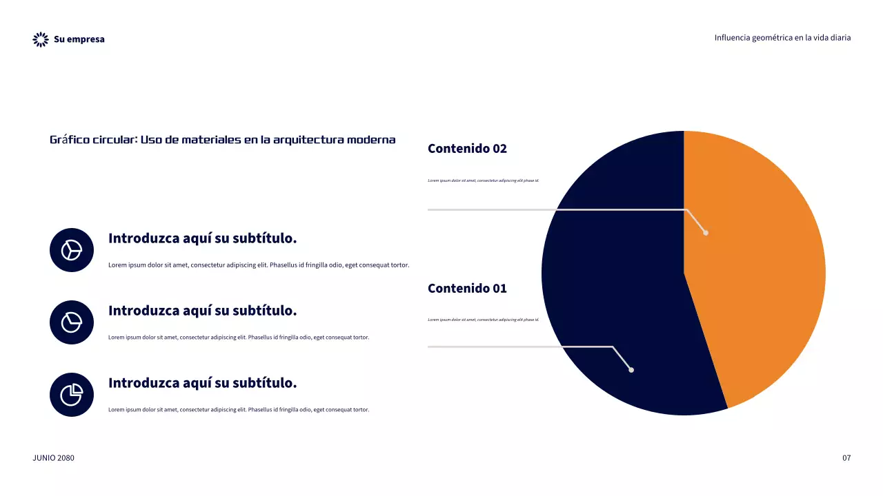 Presentación de la influencia geométrica moderna del naranja en la vida cotidiana