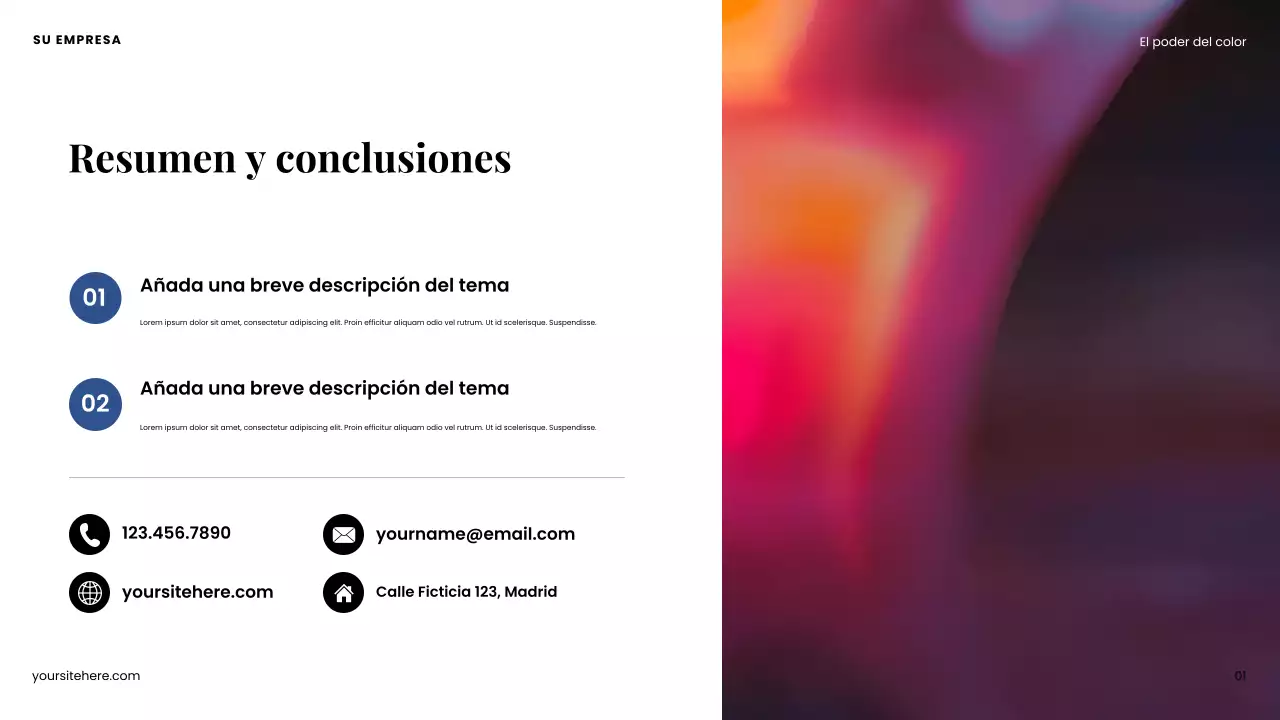 Presentación de diseño moderno y colorido