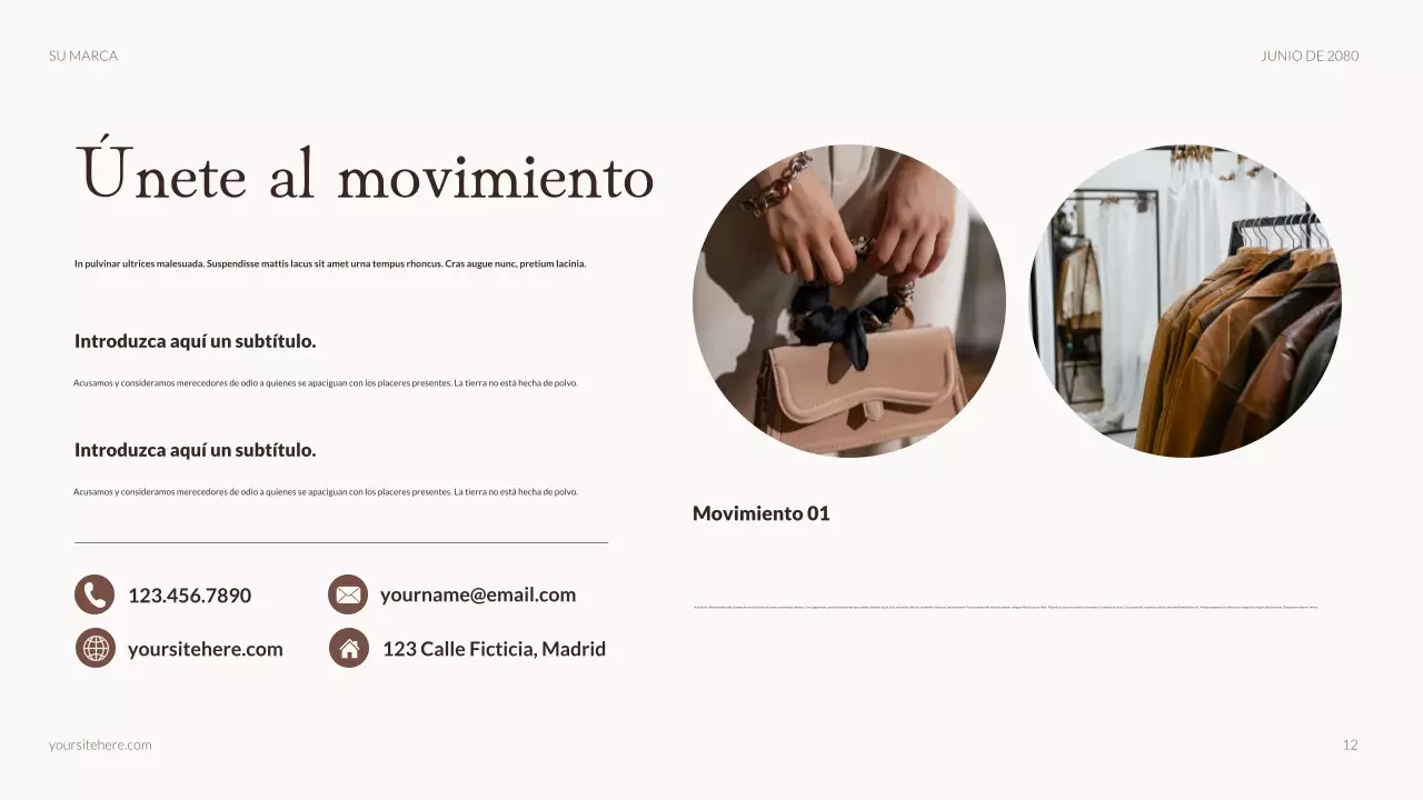 Presentación de publicidad de moda rústica beige