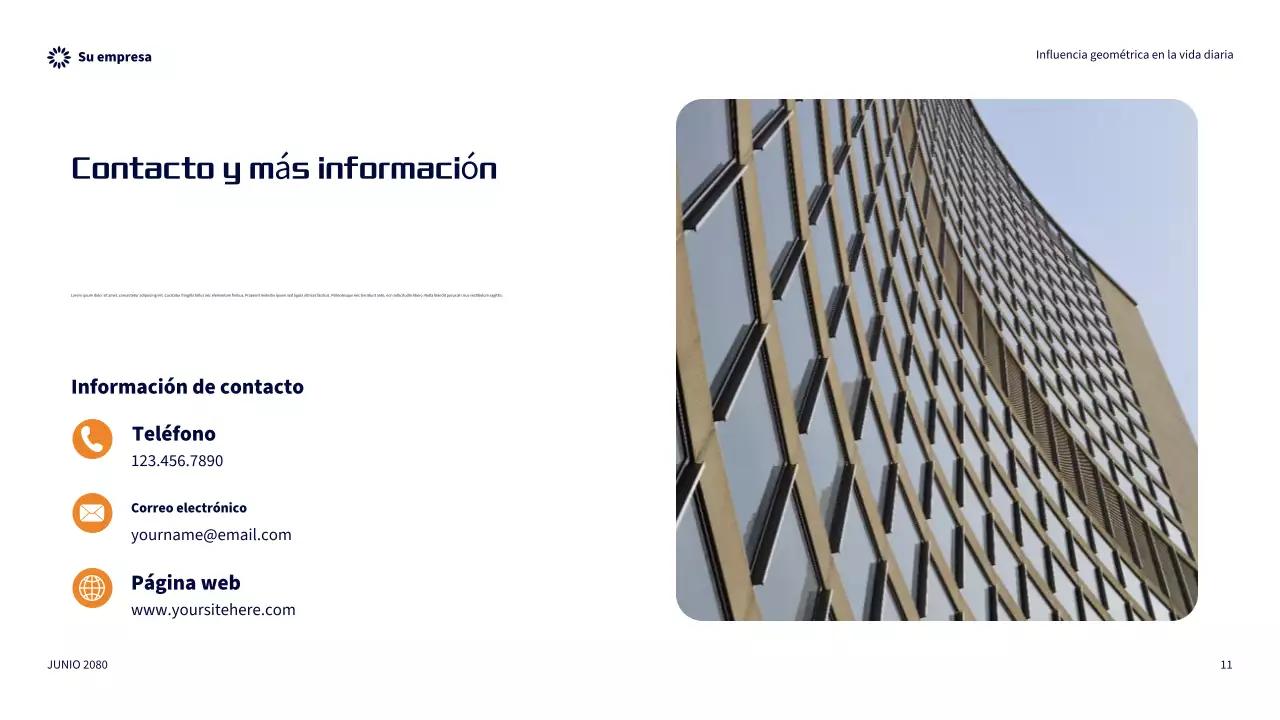 Presentación de la influencia geométrica moderna del naranja en la vida cotidiana