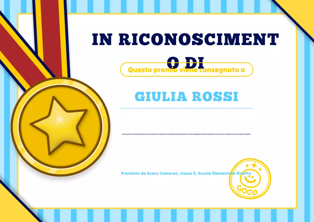 certificato studente classico oro