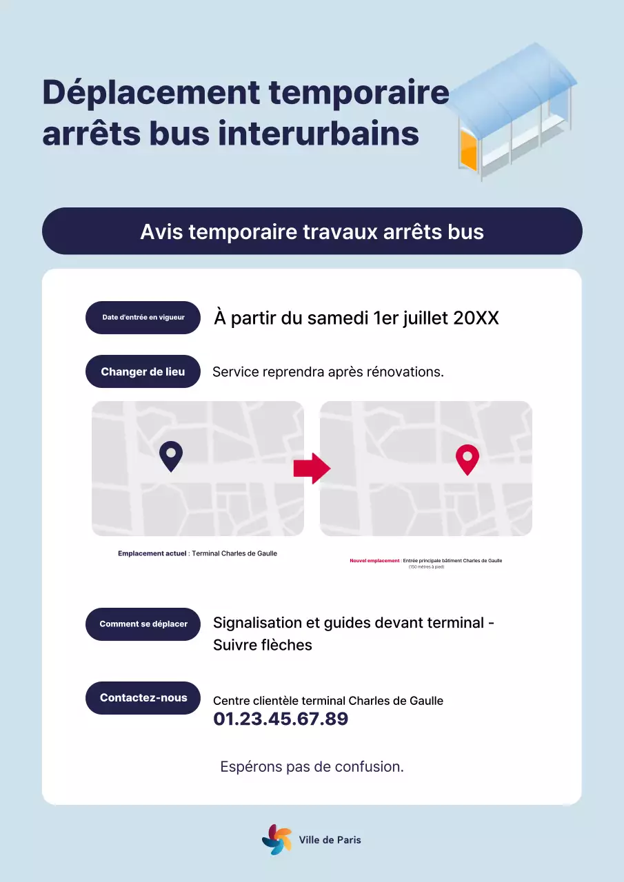 Avis d'information routière simple bleu ciel