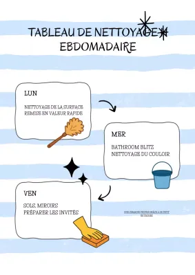 Affiche blanche et mignonne du programme de nettoyage