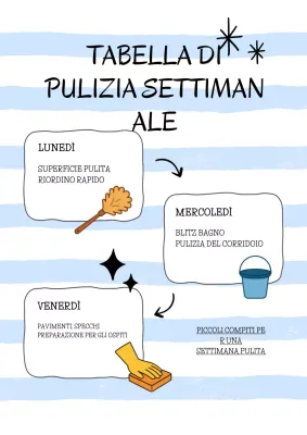 Cartello bianco con programma di pulizia carino