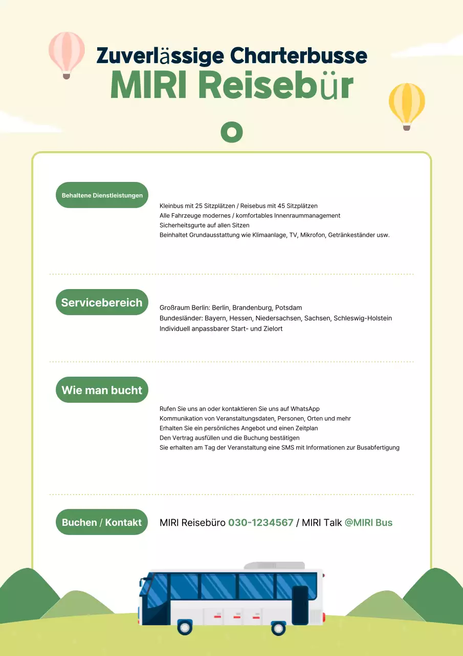 Förderung sauberer, grüner und limettenfarbener Charterbusse für Reisebüros