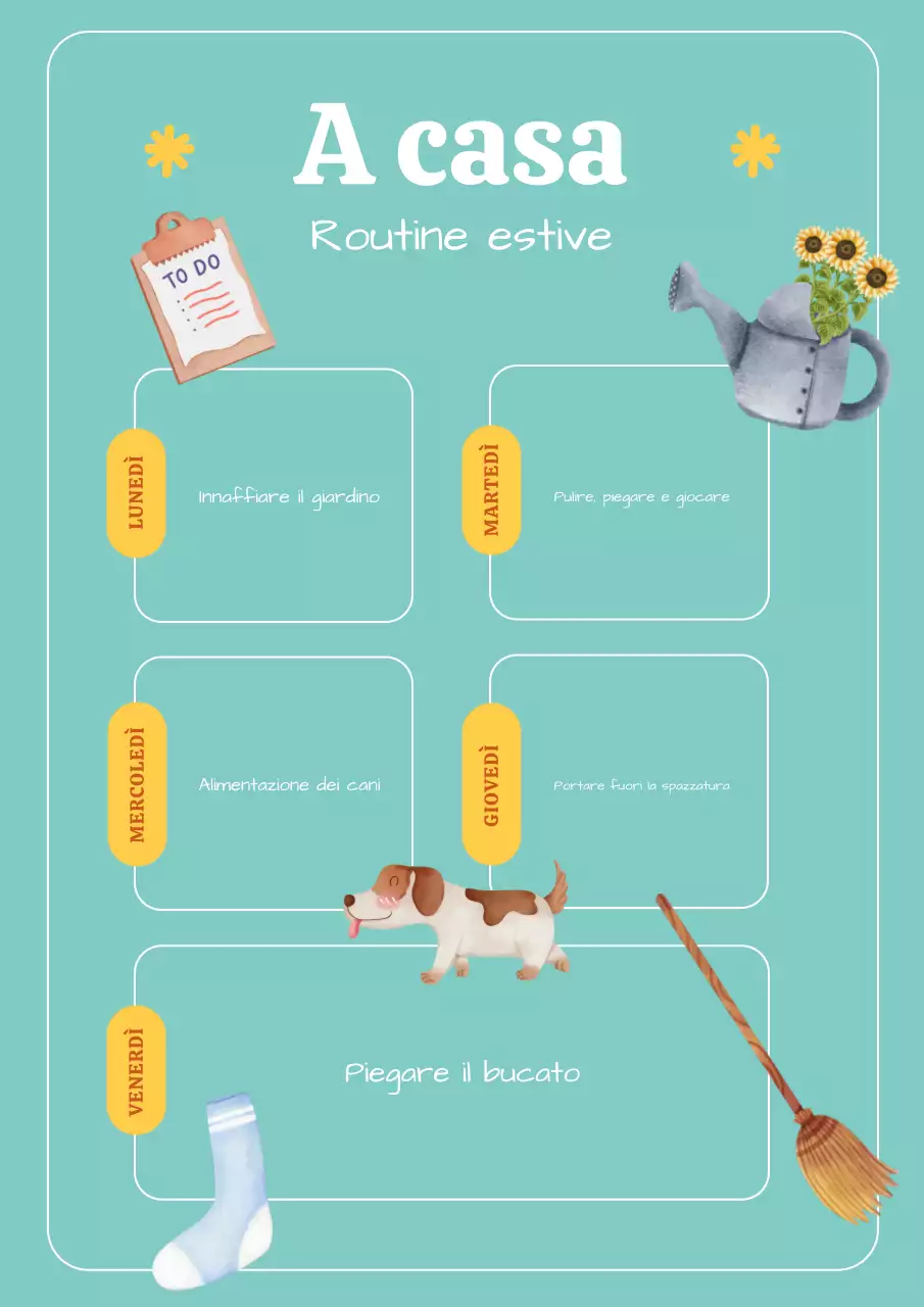 Poster per pianificatore di routine giocoso color turchese