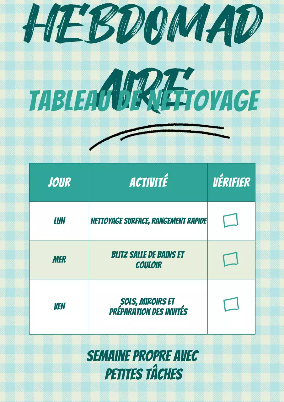 Affiche rose simple de tâches ménagères à faire