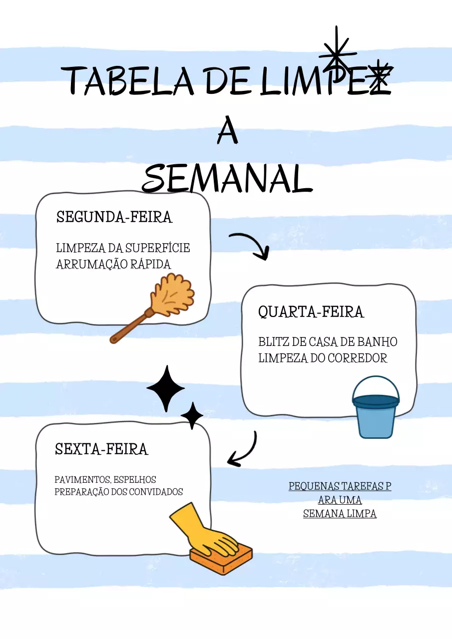Cartaz branco fofo de cronograma de limpeza
