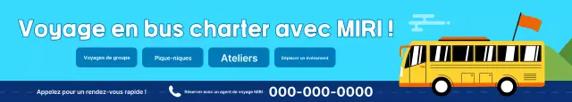 Publicité de réservation de bus charter bleu ciel et bleu marine