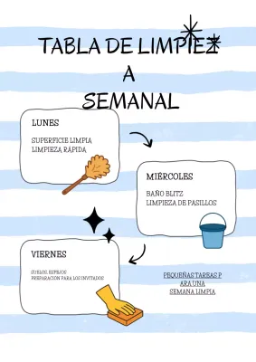 Póster blanco con un bonito horario de limpieza
