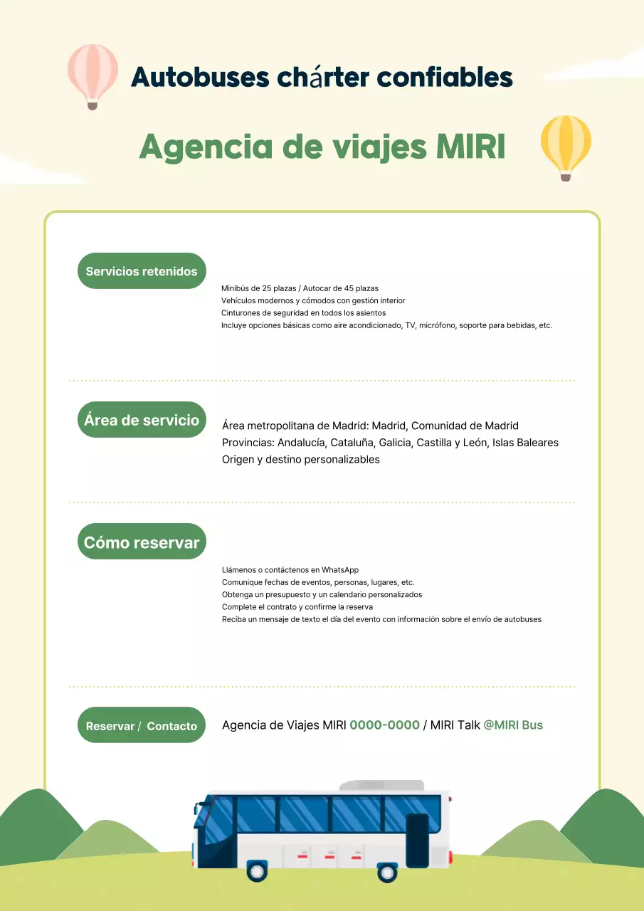 Promoción de autobuses chárter de agencias de viajes limpios, verdes y de color lima