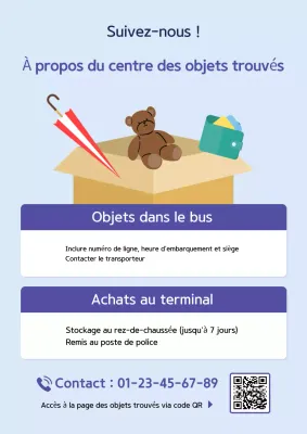 Un guide simple du centre des objets trouvés du terminal de bus interurbain bleu et bleu marine