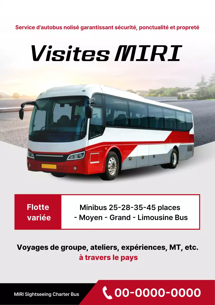 Promotion simple d'une compagnie de bus charter rouge et gris