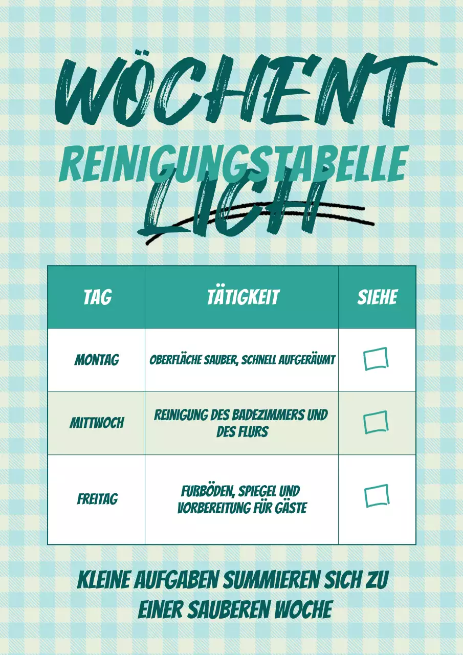 Rosa einfaches To-Do-Diagramm für die Hausarbeit Poster