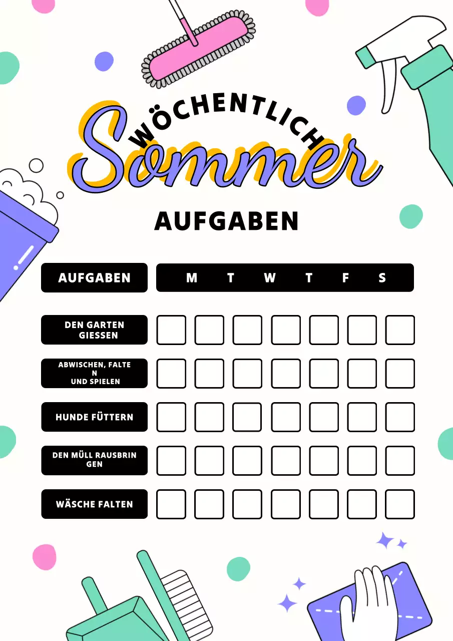Bunter Retro-Sommer-Aufgabenplaner