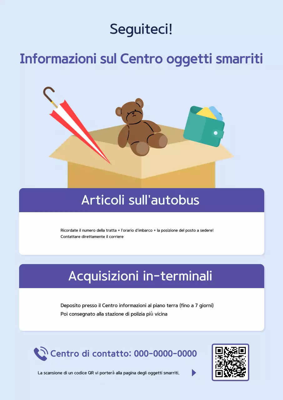 Una semplice guida blu e blu navy al centro oggetti smarriti del terminal degli autobus interurbani