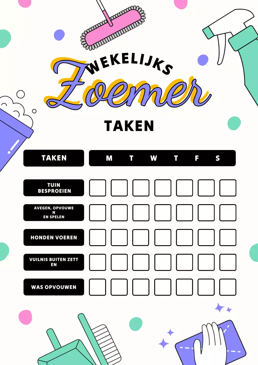 Kleurrijke retro zomertakenplanner