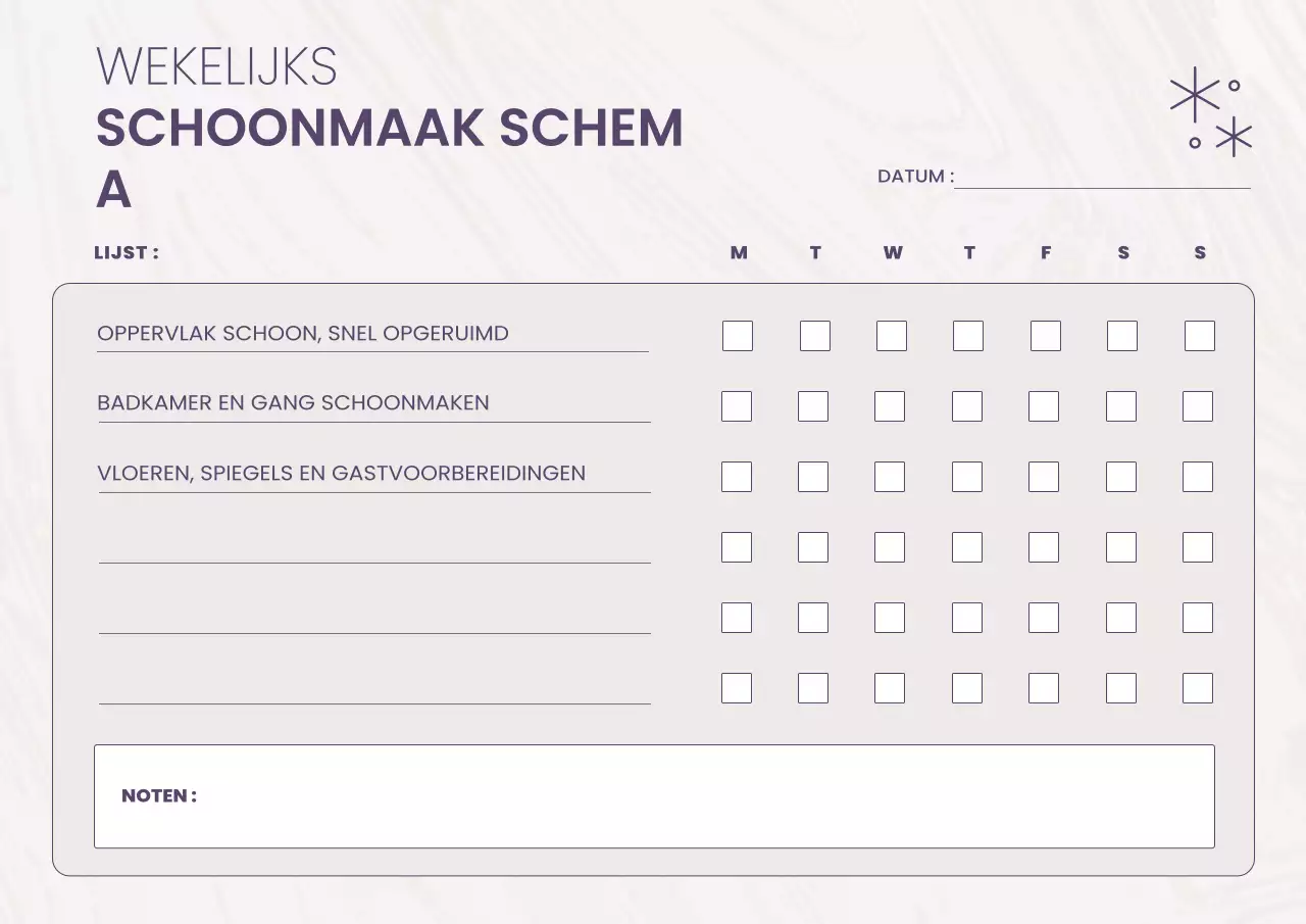 beige minimalistische schoonmaakplanner