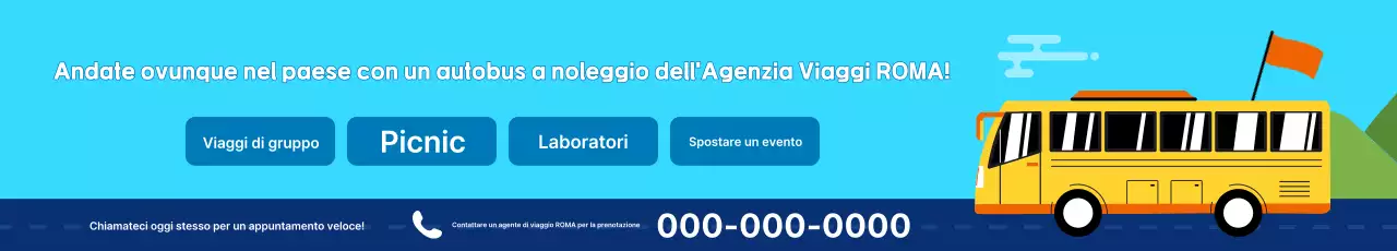 Annuncio di prenotazione di autobus charter blu navy e azzurro