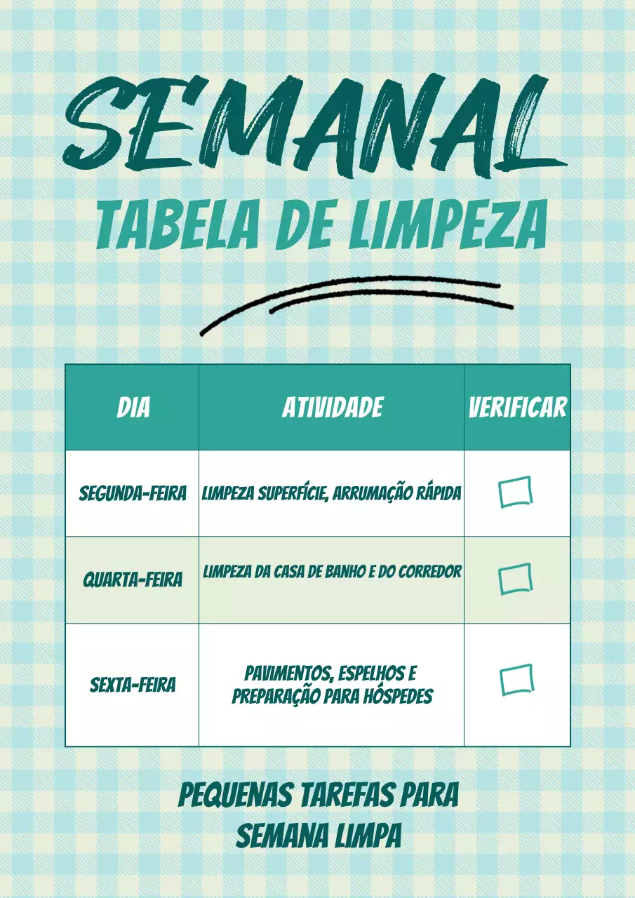 Pôster rosa com gráfico de tarefas domésticas simples