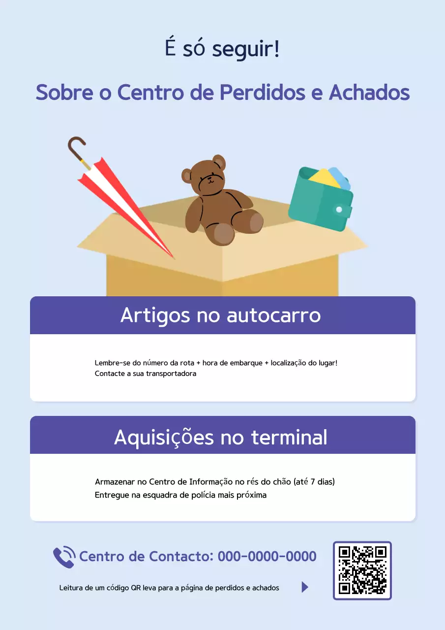 Um simples guia de achados e perdidos do terminal de ônibus intermunicipal azul e azul marinho