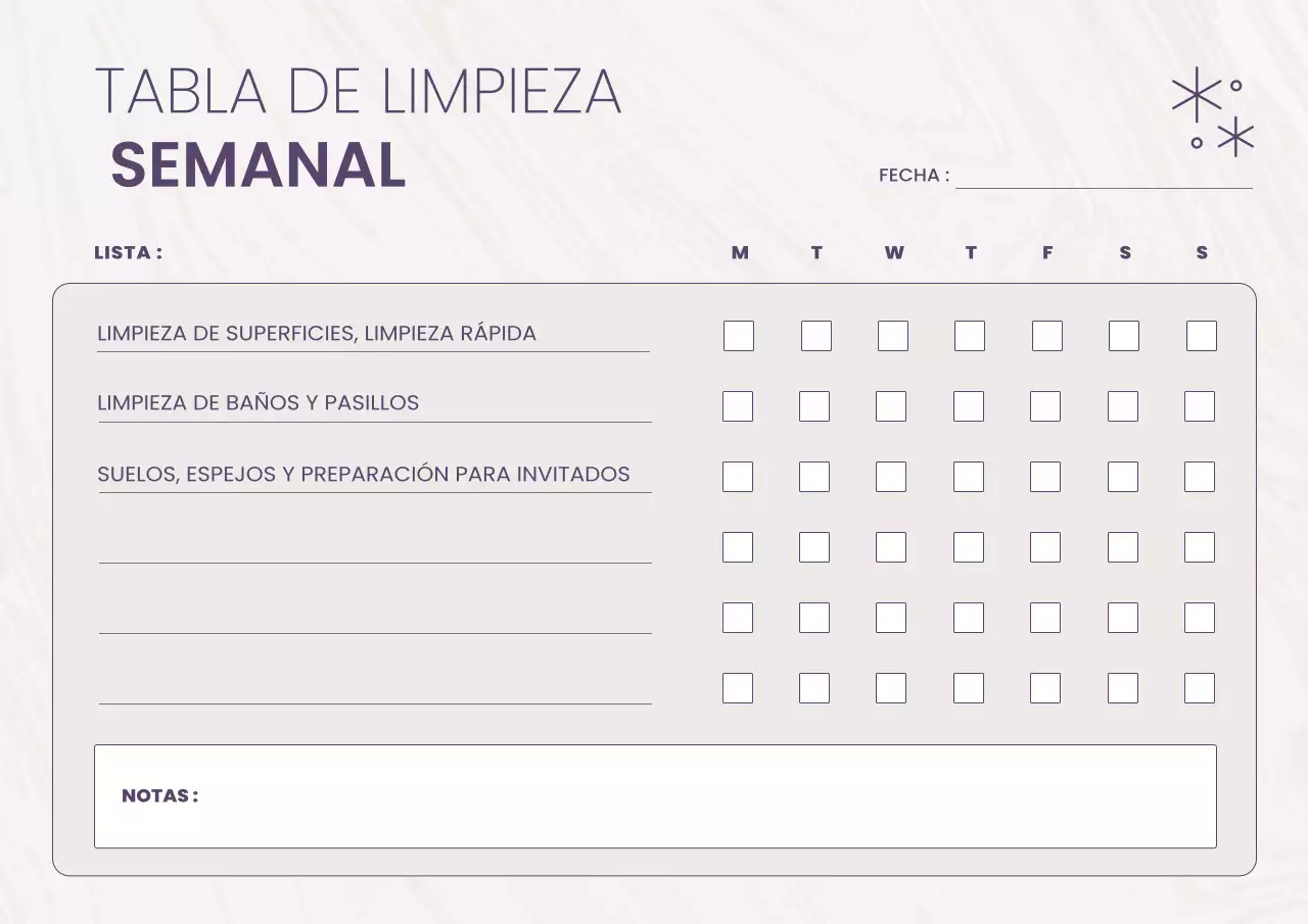 Planificador de limpieza minimalista beige