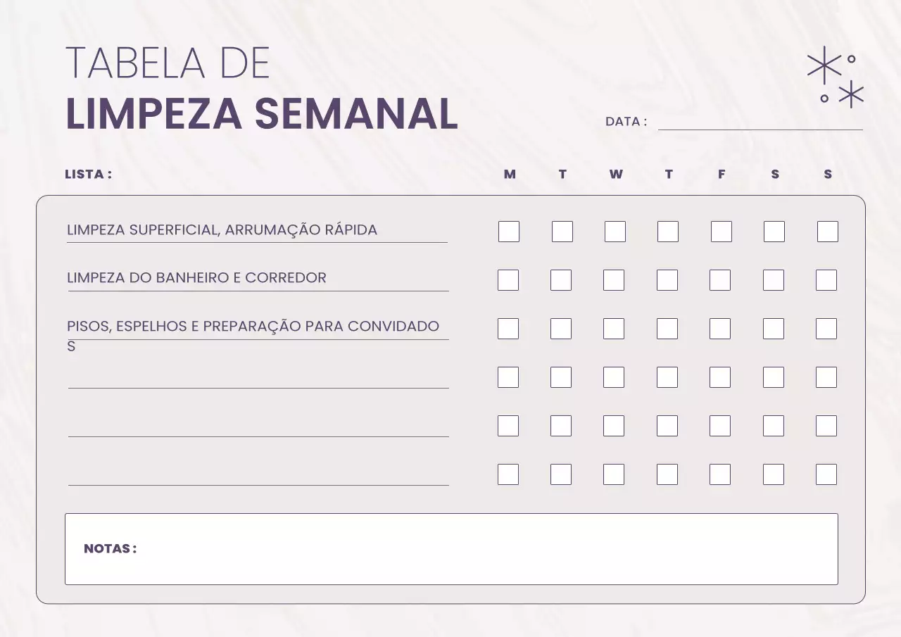 planejador de limpeza minimalista bege