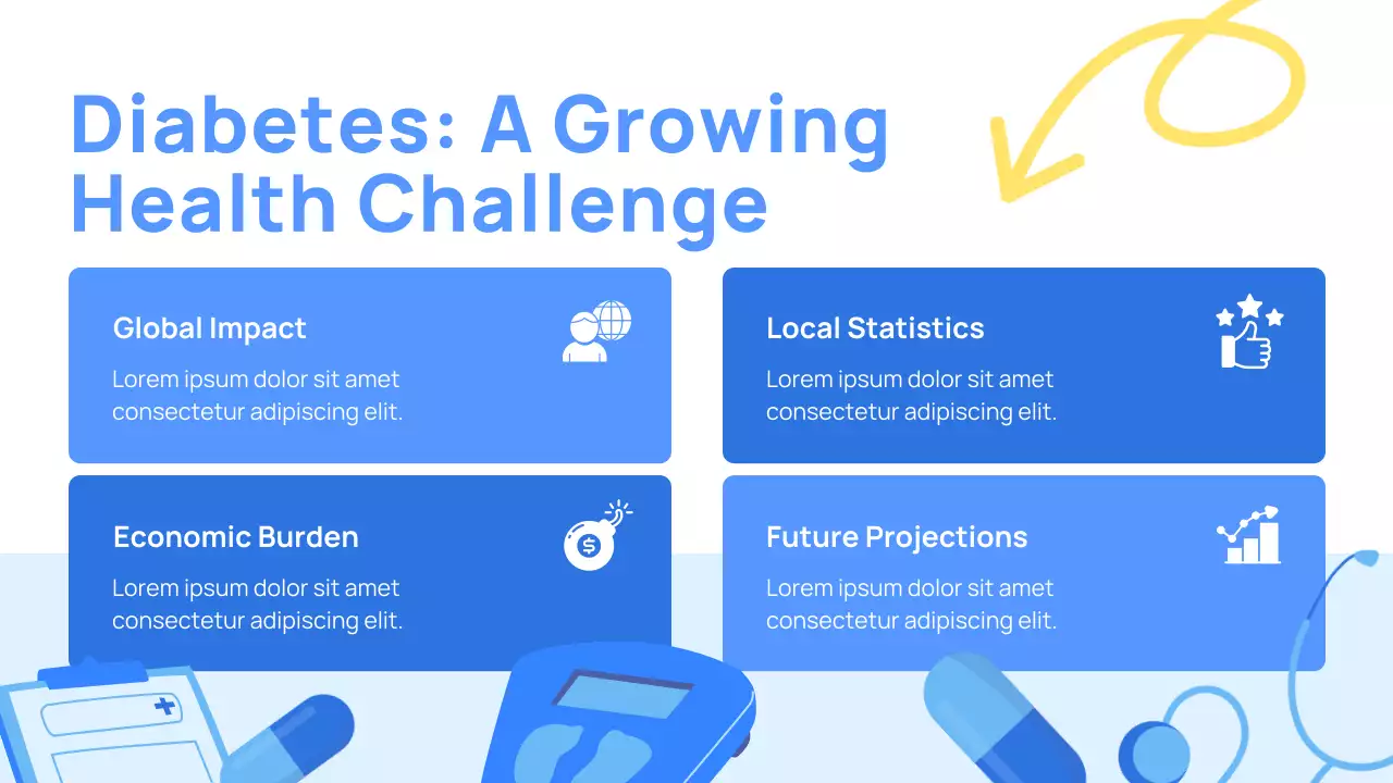 Blue Modern Healthcare Diabetes Awareness Presentation