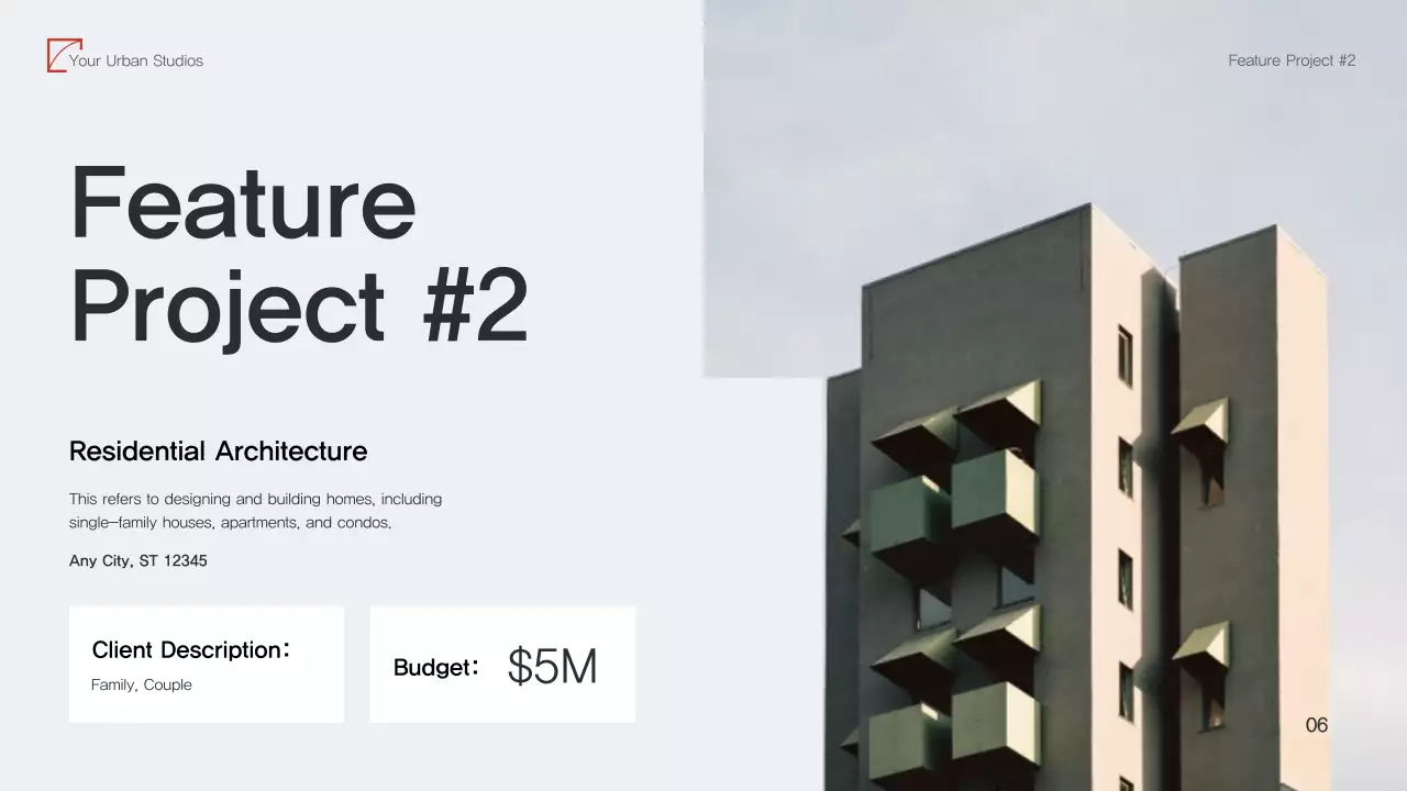 Trình bày danh mục kiến ​​trúc hiện đại màu đỏ