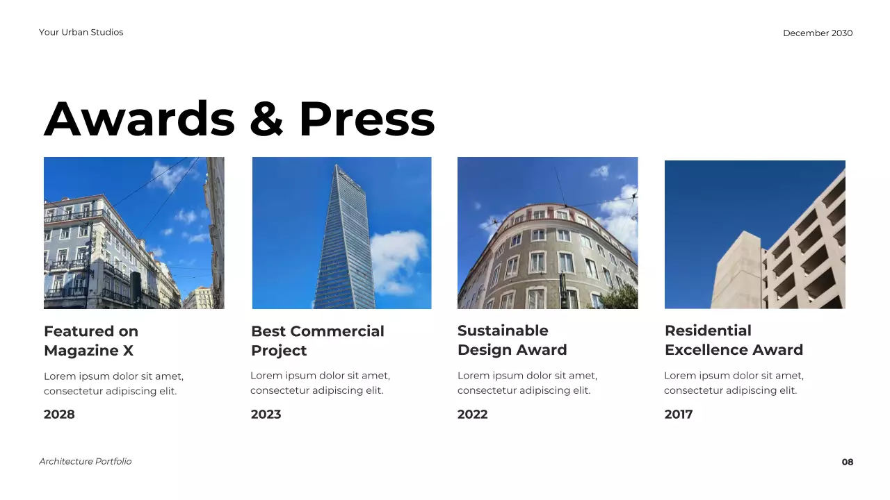 Trình bày danh mục kiến ​​trúc hiện đại xanh