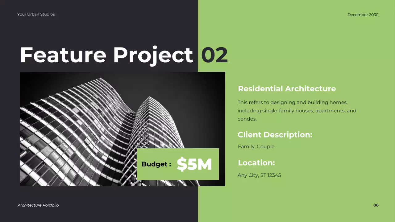 Trình bày danh mục kiến ​​trúc hiện đại xanh