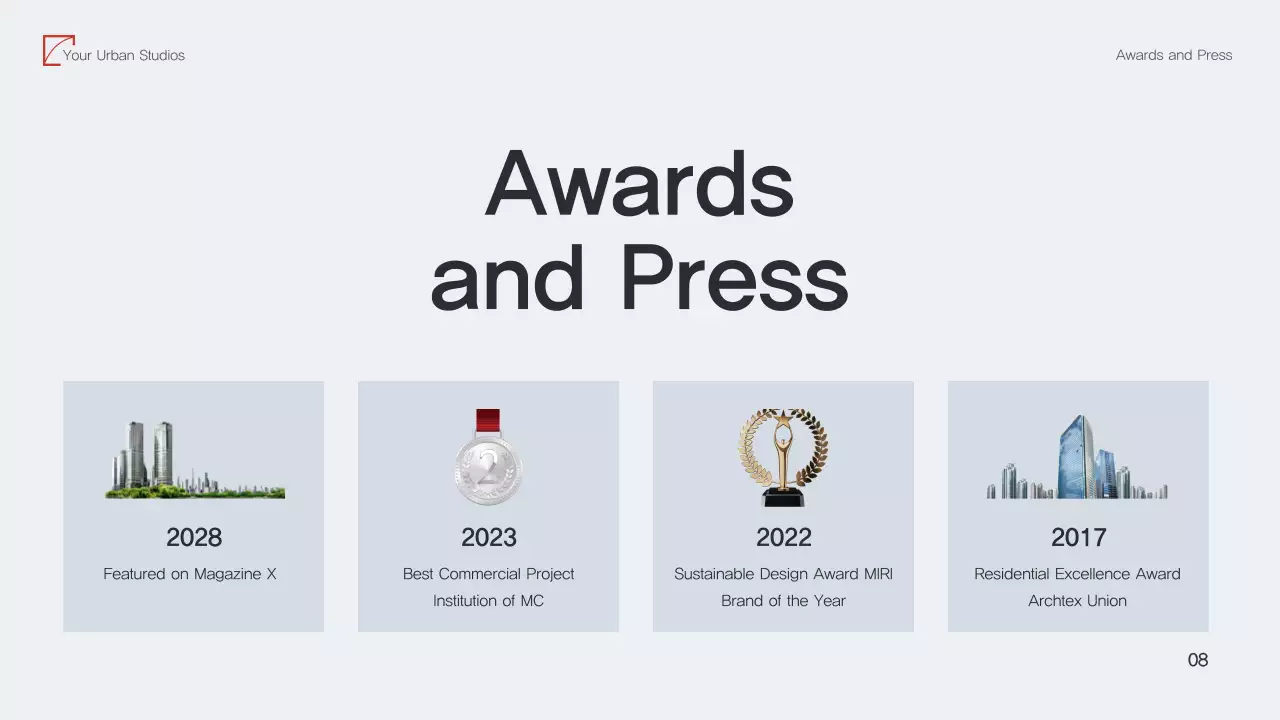 Trình bày danh mục kiến ​​trúc hiện đại màu đỏ