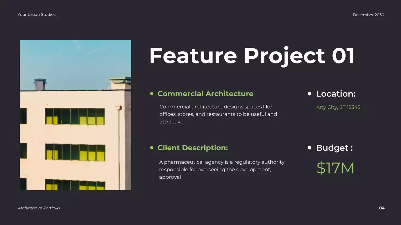 Trình bày danh mục kiến ​​trúc hiện đại xanh