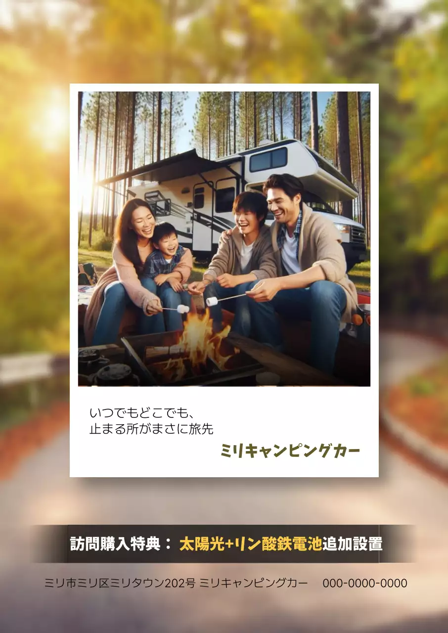 茶色 ナチュラル キャンプ ポスター