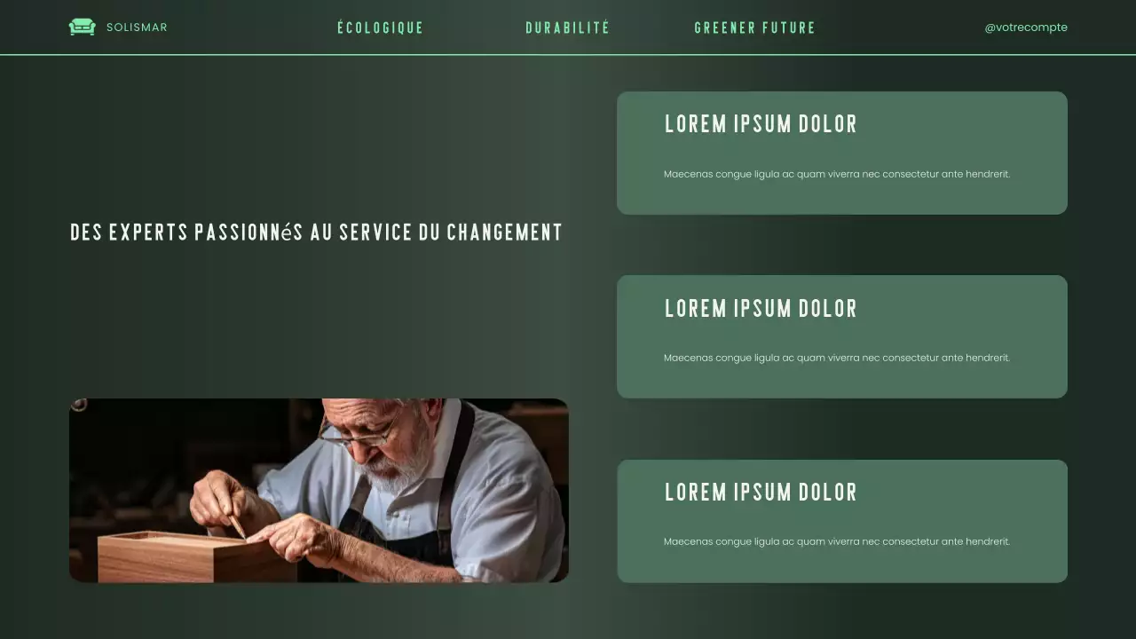 Présentation du pitch deck vert, élégant, moderne et écologique