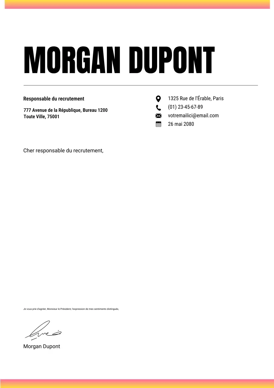 Document de CV professionnel bleu