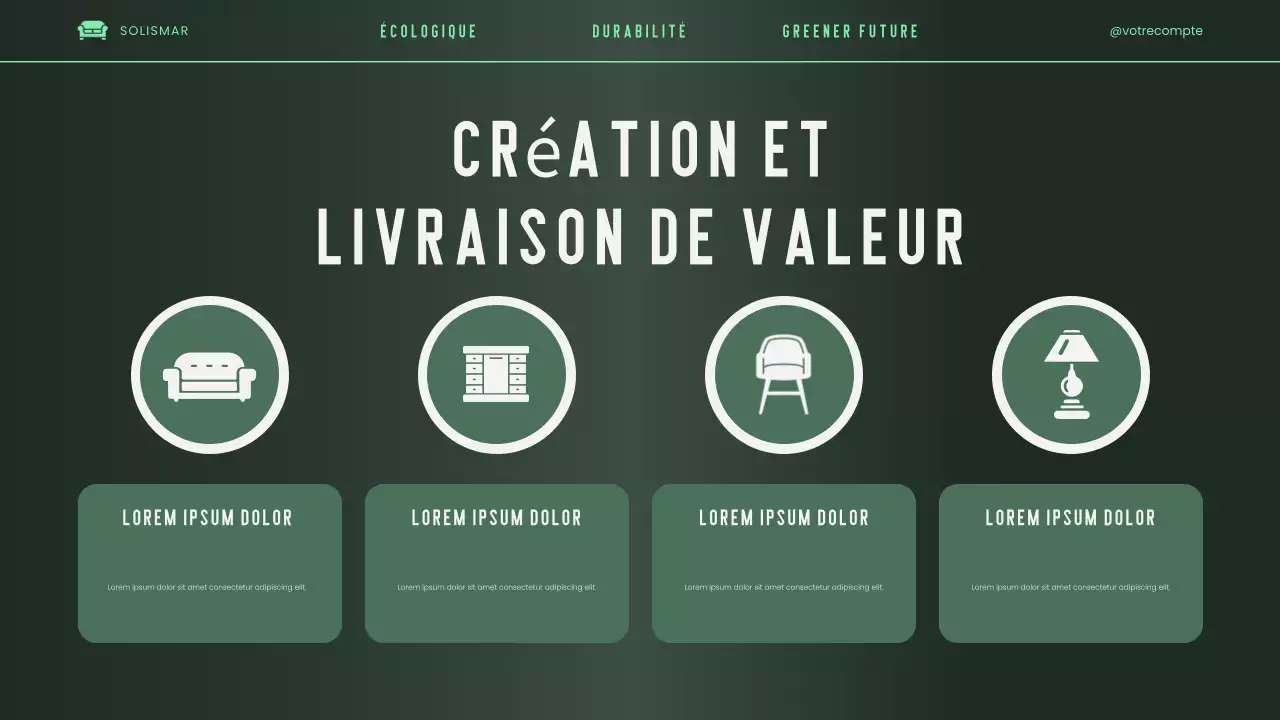 Présentation du pitch deck vert, élégant, moderne et écologique