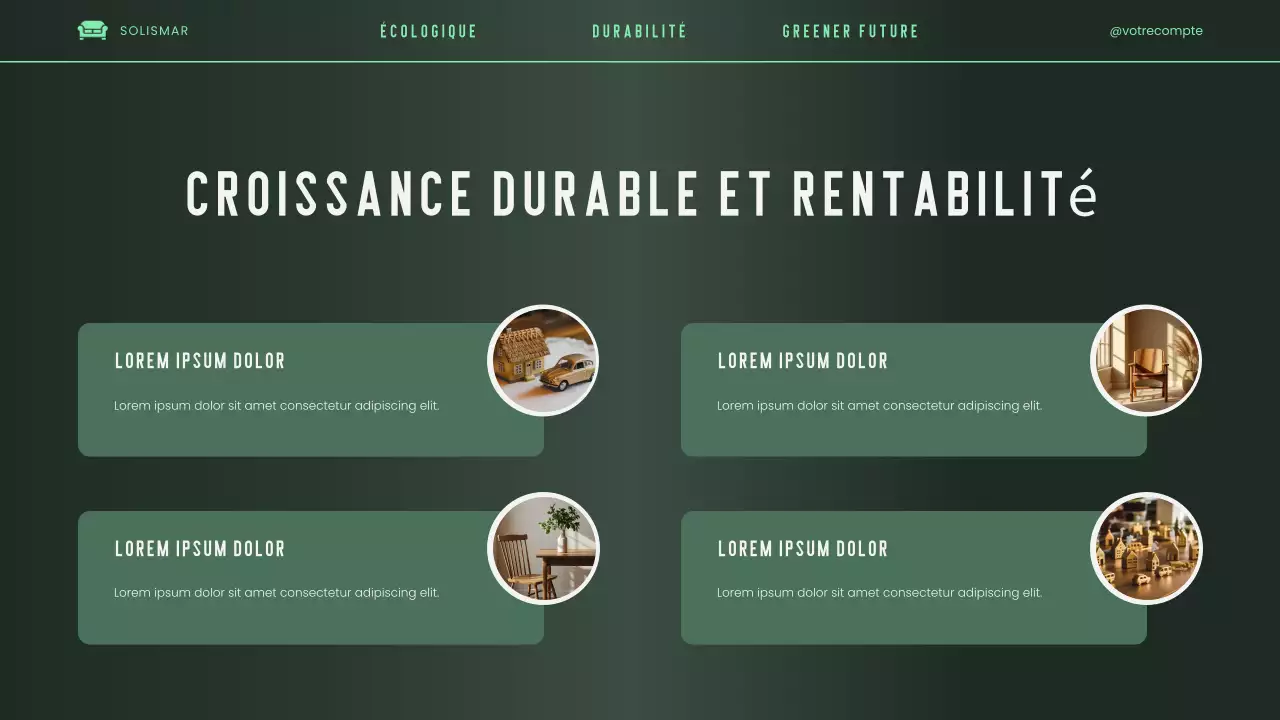 Présentation du pitch deck vert, élégant, moderne et écologique