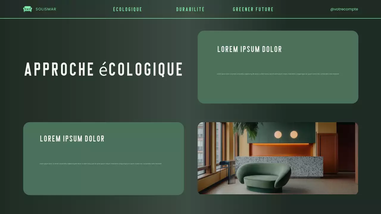 Présentation du pitch deck vert, élégant, moderne et écologique