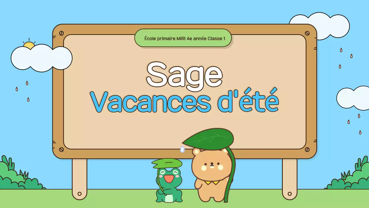 Matériel pédagogique pour les vacances d'été de Sky Blue Baby