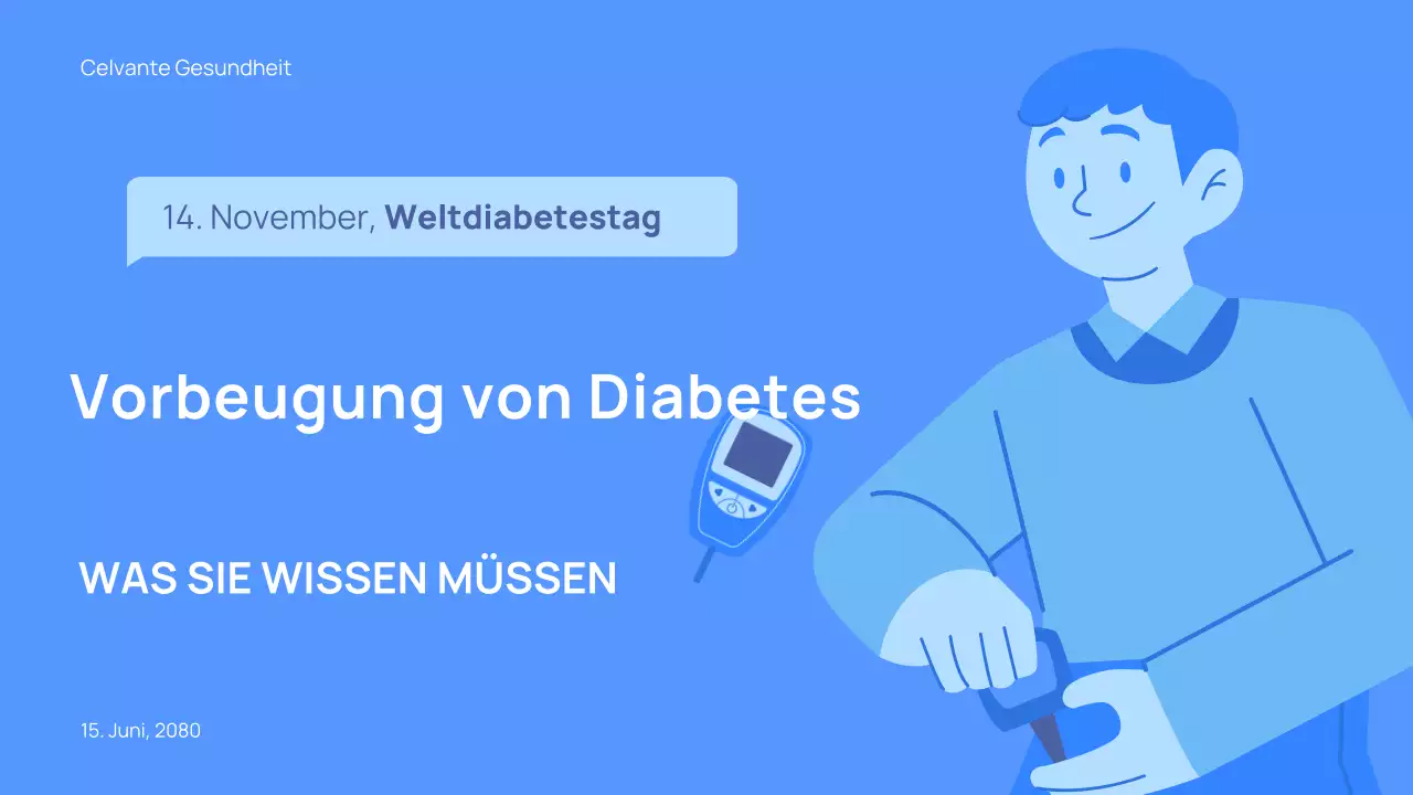 Lasst uns Diabetes vorbeugen Blaue Präsentation